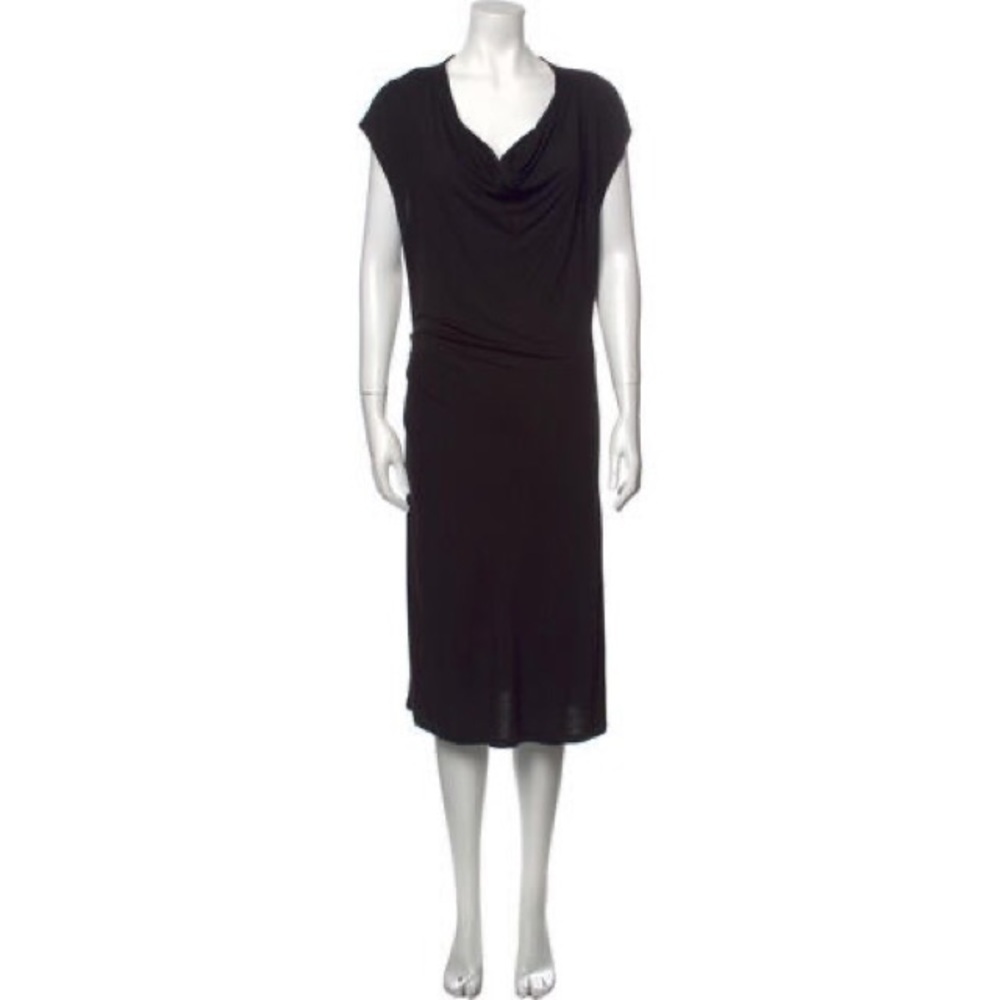 Michael Michael Kors Black Stretch Rayon Cowl Neck Midi Length Dress EUC Size S